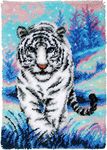 Latch Hook Rug Kit, DIY Rug Making Kit for Adults Kids, Tiger Rug Making Kits, Cross Stitch Kit Carpet Making Cushion Needlework for Beginners, Home Decor, Tiger 60x42 cm