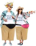 Bunnycool 12 Pcs Adult Tacky Tourist Costume Tacky Traveler Costume Hawaiian Tropical Couples Costumes Set Funny Fat Costume for Hawaiian Halloween Summer Beach Luau Party Decoration