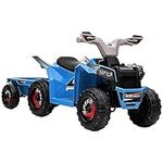 HOMCOM Electric Quad Bike, 6V Kids Ride On ATV with Back Trailer for Ages 18-36 Months - Blue