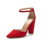 DREAM PAIRS Women's Coco Pointed Toe High Heels Pump Shoes, Red/Suede, 10