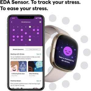 Fitbit Sense Smartwatch – Lunar White, Health & Fitness Tracker