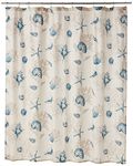 Madison Park Bayside Shower Curtain Coastal Printed 100% Cotton Sateen Fabric Modern Casual Home Bathroom Decorations, 72x72, Blue