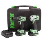 Kielder KWT-TPK-01 Combi Drill & Impact Driver Twin Pack, 2 x 2.0Ah Li-ion TYPE18 Battery, Charger & Case