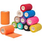 Self Adhesive Bandage Wrap 3 inch,(7.5cm x 4.5m), Vet Wrap for Pet Animals, 12 Rolls