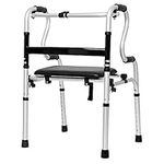 Rolling Walker with Seat for Tall People/Elderly/, Fold Up Lightweight Rollator Walker, Inside/Outside Portable Compact Walker