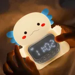Axolotl Alarm Clock with Night Light for Kids, 7 RGB Color Cute Alarm Clocks for Bedrooms Ok to Wake Clocks, Silicone Animal Tabletop Lamp for Teen Girls Boys, White