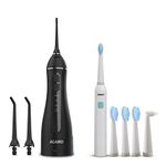 AGARO Cosmic Lite Sonic Toothbrush White & Ultra Plus Portable Oral Irigator 300 ML Black, Combo