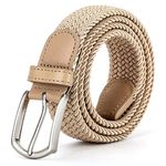 ZORO Stretchable Woven Fabric Belt For Men & Women, Fits On Upto 40 Inches Waist Size, Hole Free Design - Beige