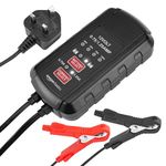 Amazon Basics Automatic Smart 12V Battery Maintainer, UK Plug, Output: 0.75A/1.25, Black