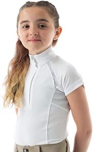 Equinavia Lotta Kids Equestrian Short Sleeved Show Shirt with Cooling Mesh - White - S