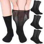 Zuimei 3 Pairs Swollen Feet Socks Loose Top Socks Loose Fitting Socks Wide Top Socks Wide Leg Socks Black Diabetic Socks for Women Ladies Men Elderly UK 5-10