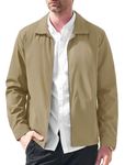 MAGCOMSEN Men's Zipper Collar Jackets Lightweight Spring Jacket Windbreaker Fall Jackets Wrinkle Resistant Trucker Jacket Khaki M