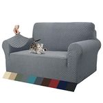 MAXIJIN Newest Jacquard Sofa Covers for 2 Seater, Super Stretch Non Slip Love Seat Couch Cover for Dogs Pet Friendly Elastic Furniture Protector Loveseat Slipcovers (2 Seater, Light Grey)