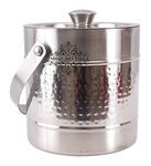 Indian Art Villa Steel Hammered Ice Bucket|2000 ML Capacity|for Carrying Ice Barware Hotel Restaurant