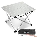 Sfee Folding Camping Table - Portable Table Pliante Camping Ultralight Aluminum Camp Table Lightweight Compact Roll Up Picnic Table for Outdoor Hiking BBQ Kitchen Fishing Beach with Carry Bag (Silver)