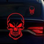 Car Stickers and Decals, Nouiroy 2 Pack Skull Decor for Car Window and Bumper Motorcycle Wall Skull Decal Waterproof Car Styling Sticker Auto Vinyl Sticker Size: 5.1*7.8in, Reflective Red