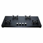 Elica 90cm 4 Burner Gas Stove | SBF MATT LOTUS TKN 904 CT VETRO 2J BK | Matt Glass Top | SABAF Brass Burners & Valves | Cast Iron Pan Support | 10 Yr Burner & 5 Yr Glass Warranty | Black