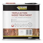 Everbuild Triple Action (Kills, Protects and Preserves) Wood Treatment – Lasting Protection From Damage Caused By Wood Rot, Fungi And Wood Boring Insects – Clear – 2.5 Litre