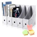 HINATAA File Magazine Holder,5 PCS Kraft Paper Magazine Rack Files Folder ,Storage Organiser Sorter Storage Shelf excellent for school dormitory,office,home files storage (Marble)