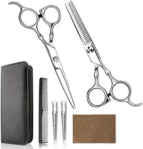 Hair Cutting Scissors Professional Home Haircutting Barber/Salon Thinning Shears Kit with Comb and Case for Men/Women (Silver)