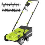 DEWINNER Lawn Scarifier and Aerator, 1500W Electric Scarifiers for Lawns, 2 Interchangeable Rollers, 4 Cutting Heights (-12/+4mm), 30L Grass Box, 32CM Working Width, 10M Power Cord