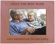 CustomGiftsNow Only The Best Dads Get Promoted to Grandpa Engraved Natural Alder Wood Hanging/Tabletop Photo Picture Frame (5x7-inch Horizontal)