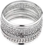 Lux Accessories Women's Pave Braided Mesh Wire Multi Bangle Set, Metal, not known