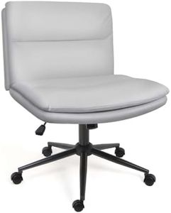 naspaluro Silla de Oficina, Silla de Escritorio sin Reposabrazos, Altura Ajustable, Función Mecedora, Silla Giratoria con Ruedas con Cuero Artificial, Silla de Maquillaje Adecuada para el Hogar, Gris