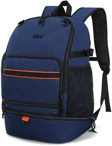MIER Basketball Backpack Bags Sports Gym Backpacks with Shoe Compartment and Ball Holder for Adult Men Large Soccer Volleyball Football Equipment Gear Bag,Dark Blue