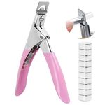 C12rtive Acrylic Nail Clipper with Magnets,Nail Clippers Acrylic Nail Cutter,Nail Cutter for Nail Tips with 10PCS Sizer Magnets,Manicure Tool for Salon or Home Nail Art(Pink)