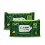 NOVEL Medi Bath Antiseptic Agent and Aqua Glycerine Adult Body Wipes 10"s Alovera (Pack of 2/2 Wipes)