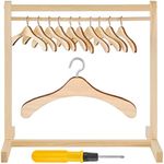 Doll Garment Rack with 10 Pcs Woode