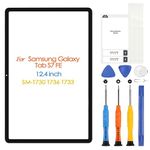 ARSSLY Screen Replacement for Samsung Galaxy Tab S7 FE Front Glass Panel, 12.4 inch SM-T730 T736 T733 Front Screen Cover for with Repair Tools (NO Touch Digitizer & LCD Display)