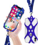 ROCONTRIP 2 in 1 Cell Phone Lanyard Strap Case Holder with Detachable Neckstrap Universal for Smartphone iPhone 8,7 6S iPhone 6S Plus, Google Pixel LG HTC Huawei P10 4.7-6.5 inch (Dark Blue)