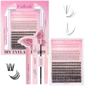 FADLASH Lash Clusters Kit Natural Individual Lash Extensions Multi-type with DIY Wispy Faux Mink Lash Tray,7D Spike, Bottom Cluster Lashes with Bond and Seal and Remover Lash Tweezer for Self Use