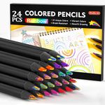 Shuttle Art 24 PCS Rainbow Pencils, 12 Assorted Colors, 2 of Each, Pre-sharpened Rainbow Colored Pencils, Multicolored Pencils for Kids and Adults Coloring, Drawing, Sketching