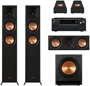 Klipsch Reference Premiere RP-5000F II in Ebony 5.1 Surround Sound Home Theater System with 5.25” Woofers, and Dolby Atmos Immersive Sound with Onkyo TX-NR6100 7.2 Channel AV Receiver