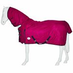 Horse Master Combo Turnout Rug - ‎200g Mediumweight Breathable Waterproof Sheet - 600 Denier Horse Blanket with Full Neck Protection (6'6", Rasberry)