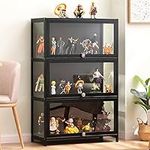 LINLIUA Display Case Curio Cabinet, Flip Door Display Cabinet, Storage Cabinet, Trophy Cabinet, Modern Bookshelf Cabinet, Lighted Floor Standing Display Case for Home/Office 80cm thirdfloor