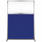 Versare Hush Screen Freestanding Divider | Clear Window | Standalone Partition | Office Workstation | 4' Wide x 6' Tall Royal Blue Fabric Panels