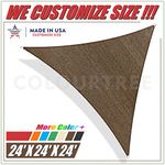 ColourTree ColourTree 24' x 24' x 24' Sun Shade Sail Triangle Brown Canopy Awning Shelter Fabric Cloth Screen - UV & Water Resistant Heavy Duty Commercial Grade Outdoor Patio Carpor