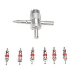 Namvo 4-Way Valve Tool with 6 Brass Valve Cores Fit for All Vehicle AMD Air Conditioning Units