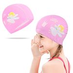 Focenat Swimming Cap for Kids, Comfortable Kids Swim Cap Kids Polyester Swimming Caps for Kids, Children, Boys and Girls Aged 2-12, Baby Lightweight Cartoon Bathing Swim Cap for Long and Short Hair (C)