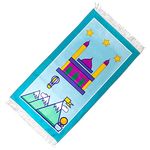 Kids Prayer Mat Muslim, Islamic Prayer Rug, Cartoon Praying Rug for Children Eid Gift (Blue)