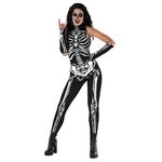 Morph Skeleton Bodysuit Halloween Costumes For Adult Women - Sleeveless Halloween Skeleton Costumes for Women with Warmers