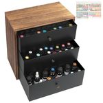 J JACKCUBE DESIGN Essential Oil Storage Box, Holds up to 124 Bottles 5-30 ml Standard and Roller Bottles, 3 Tier Metal & Wooden Drawer Case Organizer Display Container- MK584A