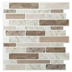 LONGKING Self-Adhesive Kitchen Backsplash, Marble Look Decorative Tiles (10 Tiles) (Multi)