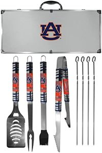 NCAA Siskiyou Sports Fan Shop Auburn Tigers Steel Tailgater BBQ Set w/Case 8 piece Gray