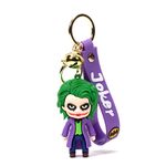 Daiyamondo Premium Famous Villain Action Cute Silicon 3D Rubber Keychain Suitable For Bag Charm, Car Key Rings, Bike Keychain(Blue Joker,Green&Violet)