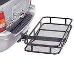 Stanz (TM) 57" x 21" Folding Hitch Mount Cargo Carrier Basket Foldable Hitch Cargo Carrier Mounted Cargo Basket Luggage Rack 2" Receiver Adapter